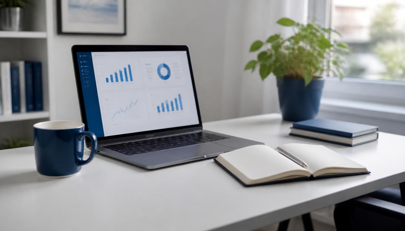 An agency owner's desk with the 1st Episode dashboard open on a laptop